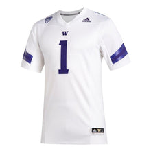 Load image into Gallery viewer, #1 Washington Huskies adidas Premier Football Jersey - White