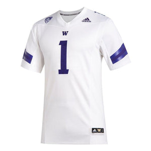 #1 Washington Huskies adidas Premier Football Jersey - White