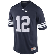 Load image into Gallery viewer, #12 BYU Cougars Game Football Jersey - Navy