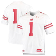 Load image into Gallery viewer, #1 Wisconsin Badgers Under Armour Team Replica Football Jersey - White