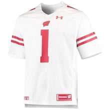 Load image into Gallery viewer, #1 Wisconsin Badgers Under Armour Team Replica Football Jersey - White