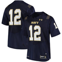 Load image into Gallery viewer, #12 Navy Midshipmen Under Armour Replica Football Jersey - Navy