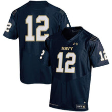 Load image into Gallery viewer, #12 Navy Midshipmen Under Armour Premier Performance Football Jersey - Navy