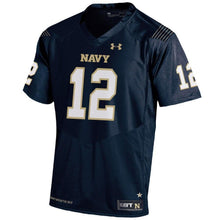 Load image into Gallery viewer, #12 Navy Midshipmen Under Armour Premier Performance Football Jersey - Navy