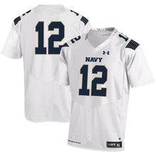 Load image into Gallery viewer, #12 Navy Midshipmen Under Armour Replica Football Jersey - White