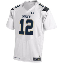 Load image into Gallery viewer, #12 Navy Midshipmen Under Armour Replica Football Jersey - White