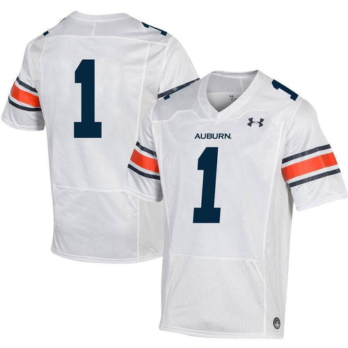 #1 Auburn Tigers Under Armour Premier Football Jersey - White