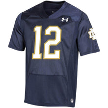 Load image into Gallery viewer, #12 Notre Dame Fighting Irish Under Armour Premier Football Jersey - Navy