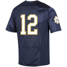 Load image into Gallery viewer, #12 Notre Dame Fighting Irish Under Armour Premier Football Jersey - Navy