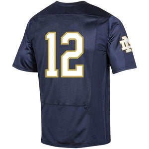 #12 Notre Dame Fighting Irish Under Armour Premier Football Jersey - Navy