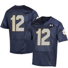 Load image into Gallery viewer, #12 Notre Dame Fighting Irish Under Armour College Football 150th Anniversary Replica Jersey - Navy