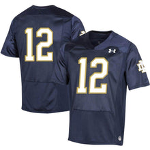 Load image into Gallery viewer, #12 Notre Dame Fighting Irish Under Armour Replica Football Jersey - Navy