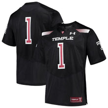 Load image into Gallery viewer, #1 Temple Owls Under Armour Team Replica Football Jersey - Black