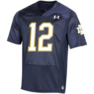 #12 Notre Dame Fighting Irish Under Armour Replica Football Jersey - Navy