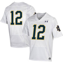 Load image into Gallery viewer, #12 Notre Dame Fighting Irish Under Armour Replica Football Jersey - White