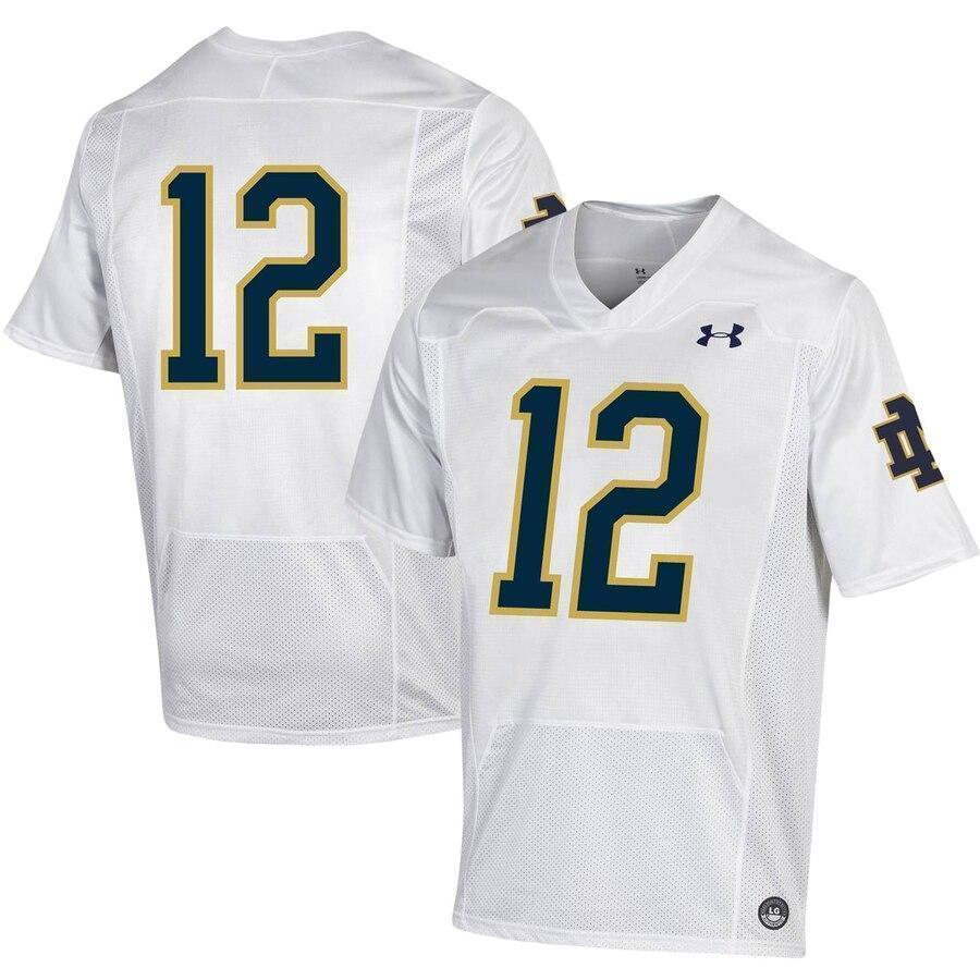 #12 Notre Dame Fighting Irish Under Armour Replica Football Jersey - White