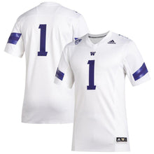 Load image into Gallery viewer, #1 Washington Huskies adidas Premier Football Jersey - White