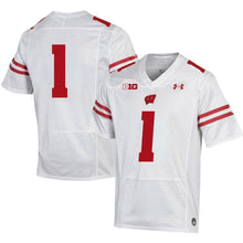 Load image into Gallery viewer, #1 Wisconsin Badgers Under Armour Premier Football Jersey - White